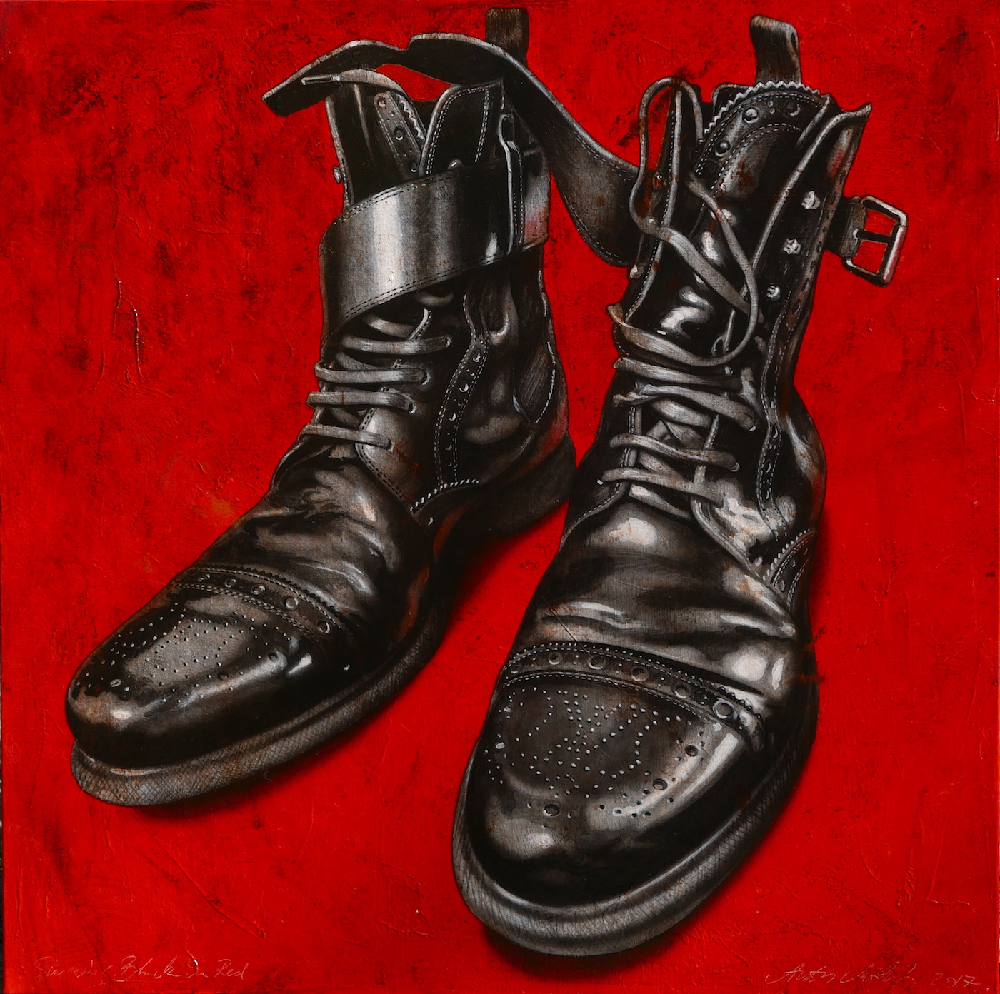 Shining Black in Red 80 x 80 cm 2017