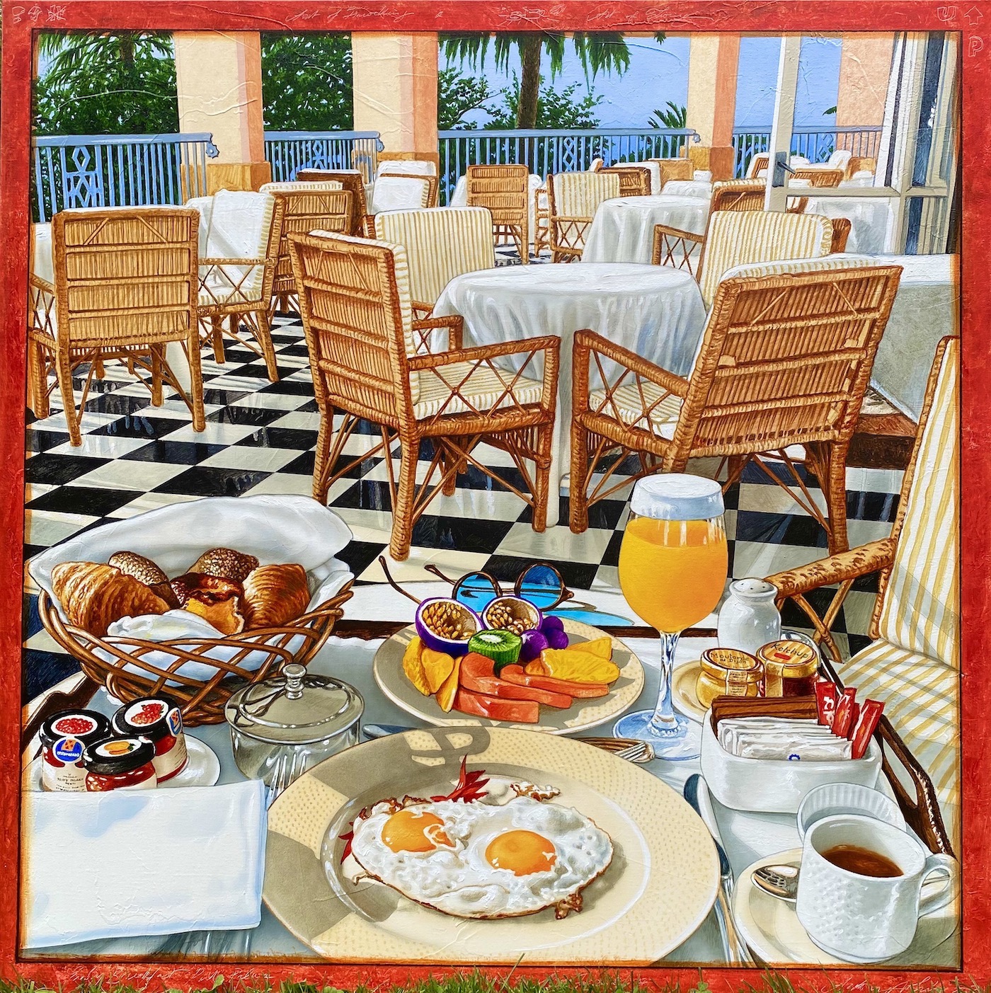 Early Breakfast at Reid's Palace 100 x 100 cm  2021